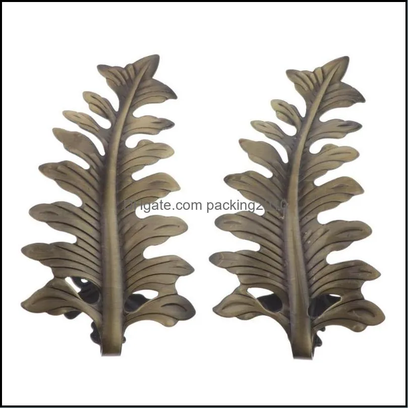 Pair Of Decorative Curtain Drapery Holdback, Zinc Alloy Leaf-shaped Other Home Decor