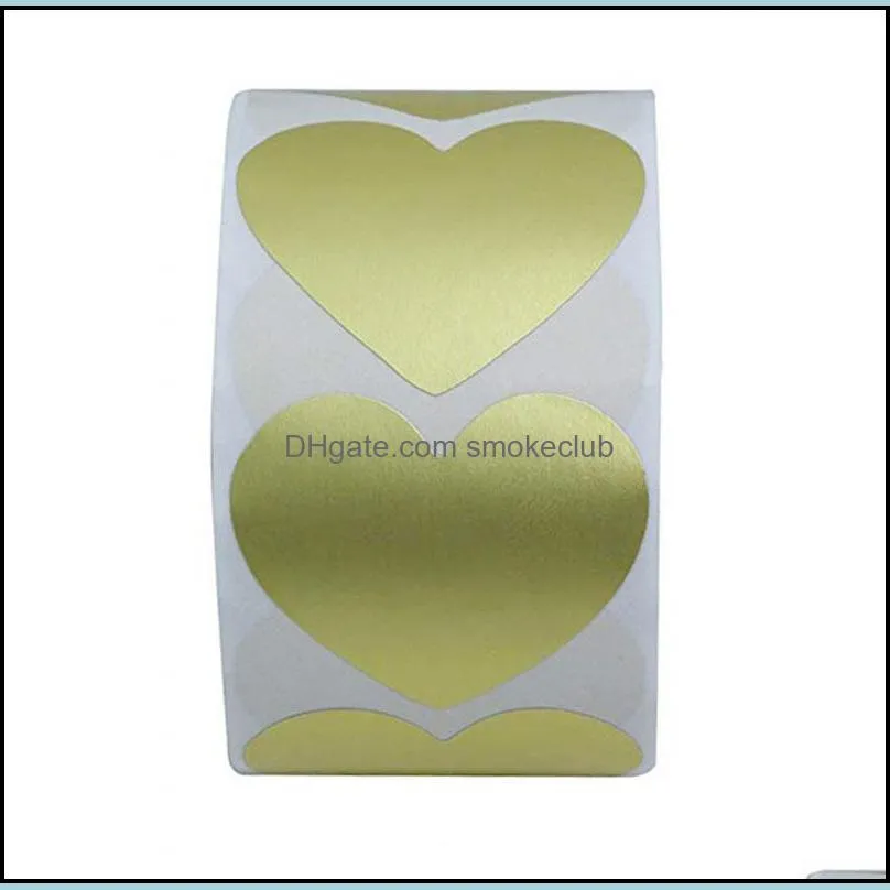 500pcs 1inch Gold Color Heart Label Adhesive Stickers Handmade Candy Bag Gift Box Packaging Wedding Envelope Decor