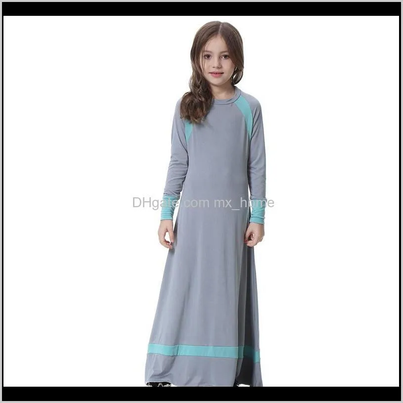 new winter autumn thick warm dress muslim long-dress age for 4 - 14 years teenage girls children clothes girls knit frocks 201029