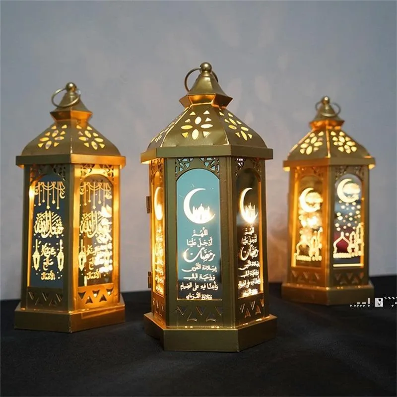 NEWRamadan Lamp EID Mubarak Ramadan Party Hanging Lanterns 14*28cm Warm Lights Islam Muslim Event Party Decorations sea shipping EWB6418