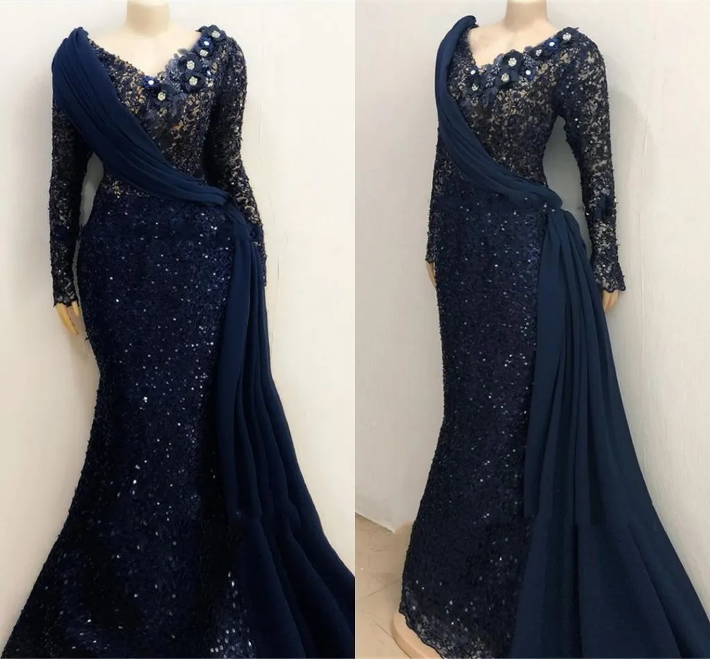 Baby Blue Mermaid Lace African Prom Dress Evening Dress Y4253