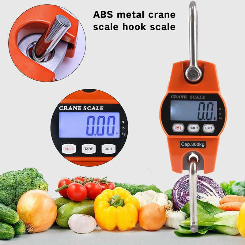 Mini Crane Scale Portable LCD Digital Elektronisk Balans Hängande Skalor Tungt Vikt Verktyg för Hem Farm Market 210927