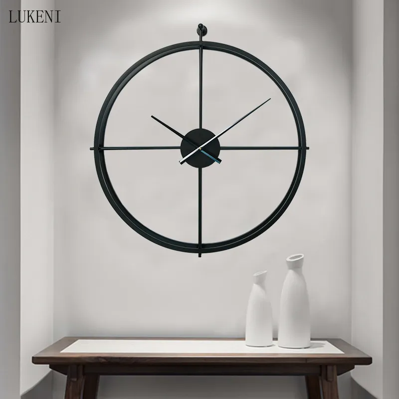 Creative Moderne Simple Home Decor Noir Or 24 Pouces Métal Fer Décoration Horloge Montre Murale 210414