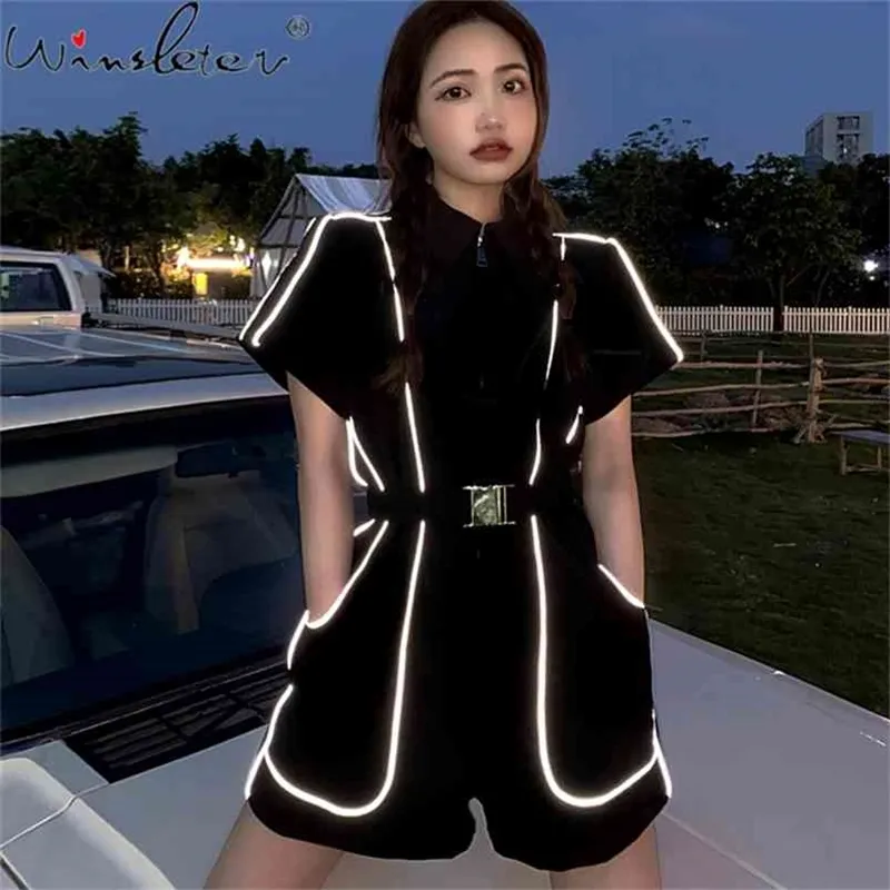 Save Big on Bulk Romper Shorts Jumpsuit Romper Reflective Womens Shining  Activewear Jumpsuits Casual Loose Short Sleeve Summer Playsuits With Belts 