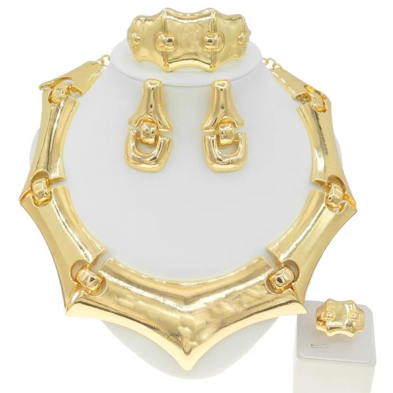 Earrings & Necklace Latest Portable Brazilian Gold Italian Design Style Exaggerated Ring Jewelry Set Banquet Holiday Gift