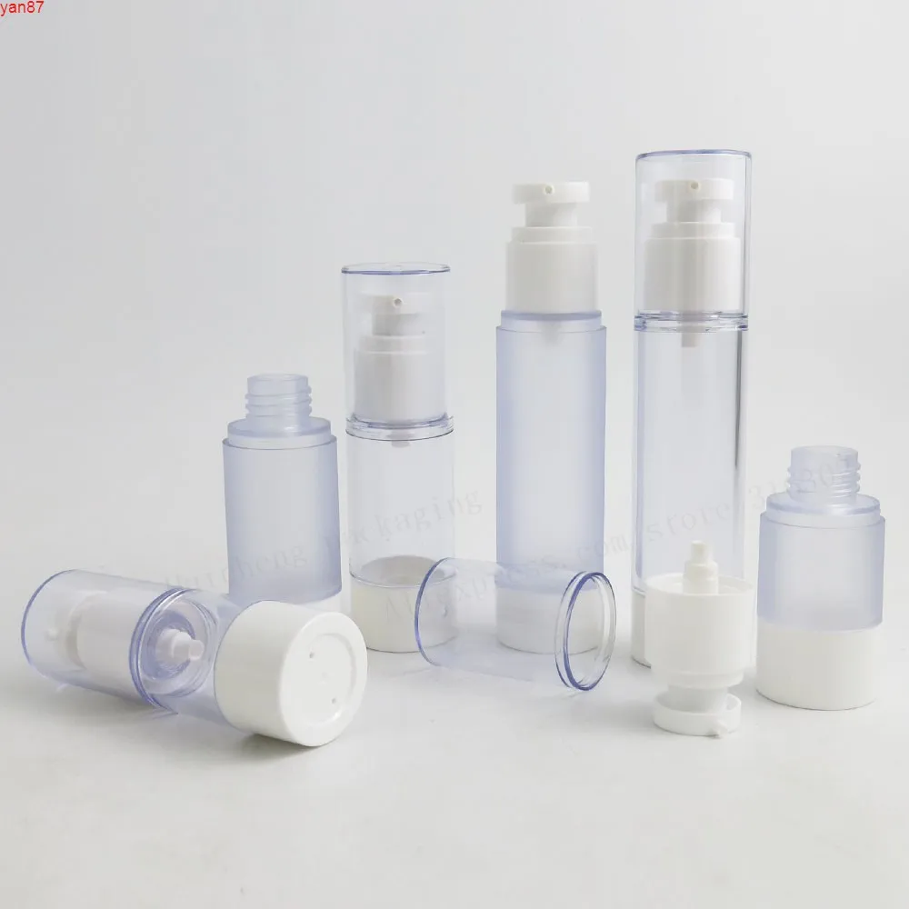 200 x 15 ml 30 ml 50 ml Clear Frost Airless Pump Bottle Contenitori per lozione facili da trasportare per articoli da viaggio qty