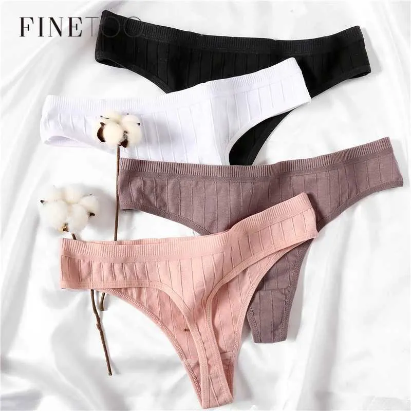 Finetoo Women's Underpants Sexy Lingerie Katoen G-String 3 stks Slipje Comfortabel Thong Low-rise Underwear Dames String Intiem Y0823