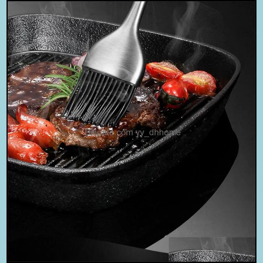 BBQ Silicone Sauce Basting Brush Stainless Steel Handle Pastry Brush Barbecue Tools for Cooking Marinating JK2007KD