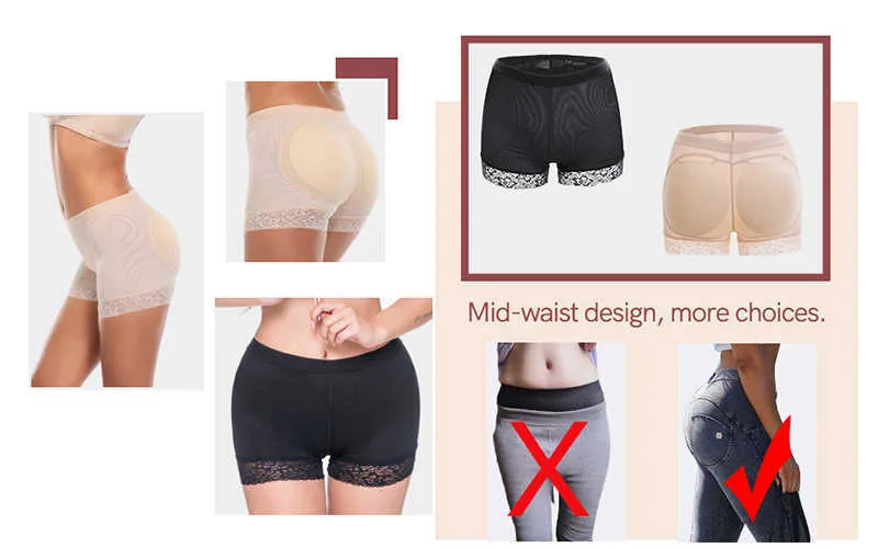 Butt Lifter Hip Enhancer Pads Underwear Shapewear Lace Padded Control  Panties Shaper Booty Fake Pad Briefs Boyshorts