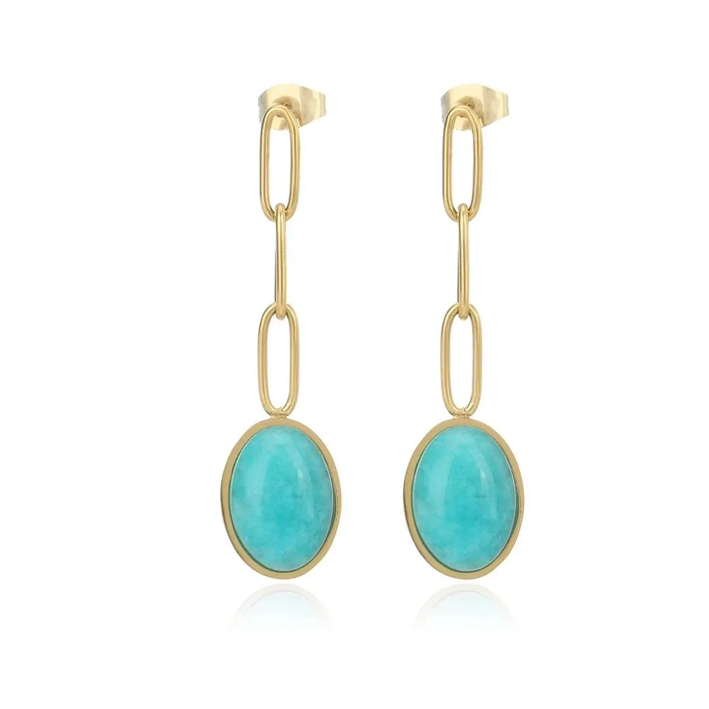 Boucles d'oreilles exquises à longue chaîne pour femmes pendentif Turquoise boucles d'oreilles goutte déclaration oreille Bijoux cadeaux Bijoux Femme