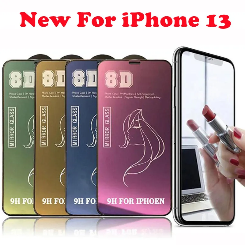 9H Beauty Mirror 8D Защитная пленка для экрана телефона из закаленного стекла для iPhone 14 13 12 11 Pro Max XR X XS 8 Plus 8Plus 7 7Plus 6 6Plus