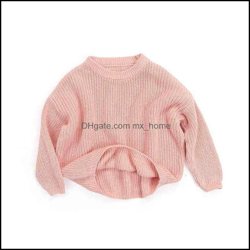 US Warehouse Fashion 0-5Years Newboorn Baby Girl Winter Autumn Sweaters Long Sleeve Solid Kintting O-Neck Top Fall Clothing