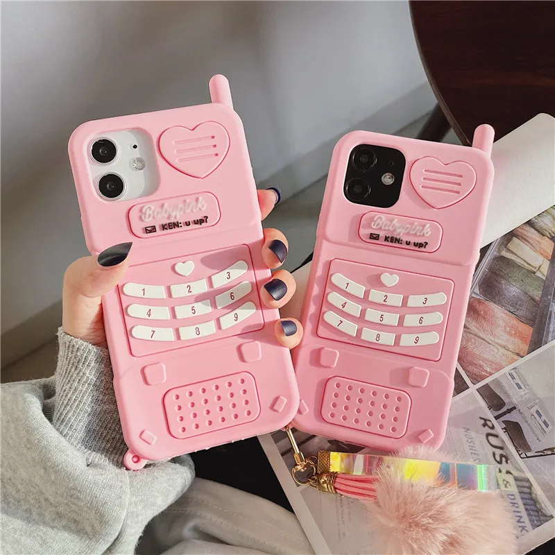 3D Silicone with Mirror Phone Cover Pink Barbie Case for iPhone 14 13 12  ProMax