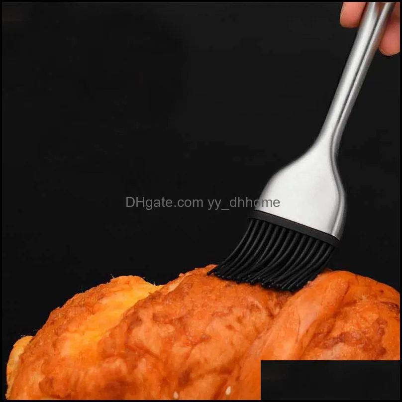 BBQ Silicone Sauce Basting Brush Stainless Steel Handle Pastry Brush Barbecue Tools for Cooking Marinating JK2007KD