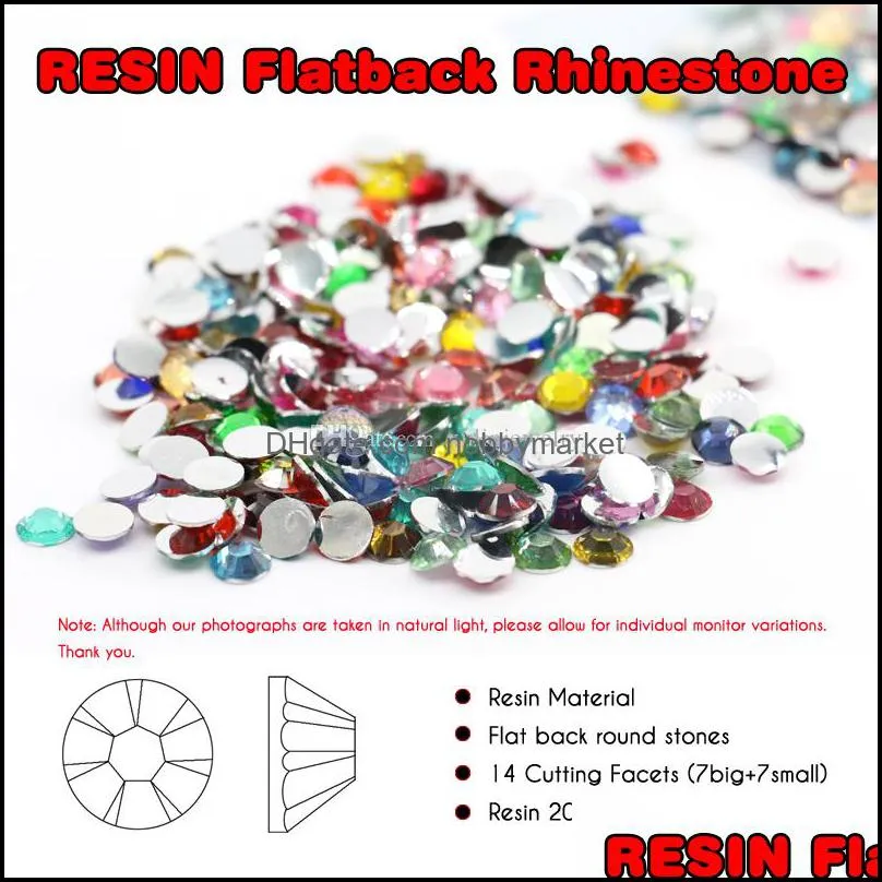 Assorted Color Flatback Rhinestones, Mixed Color Resin Flat Back Beads For DIY Deco 3mm,4mm,5mm,6mm