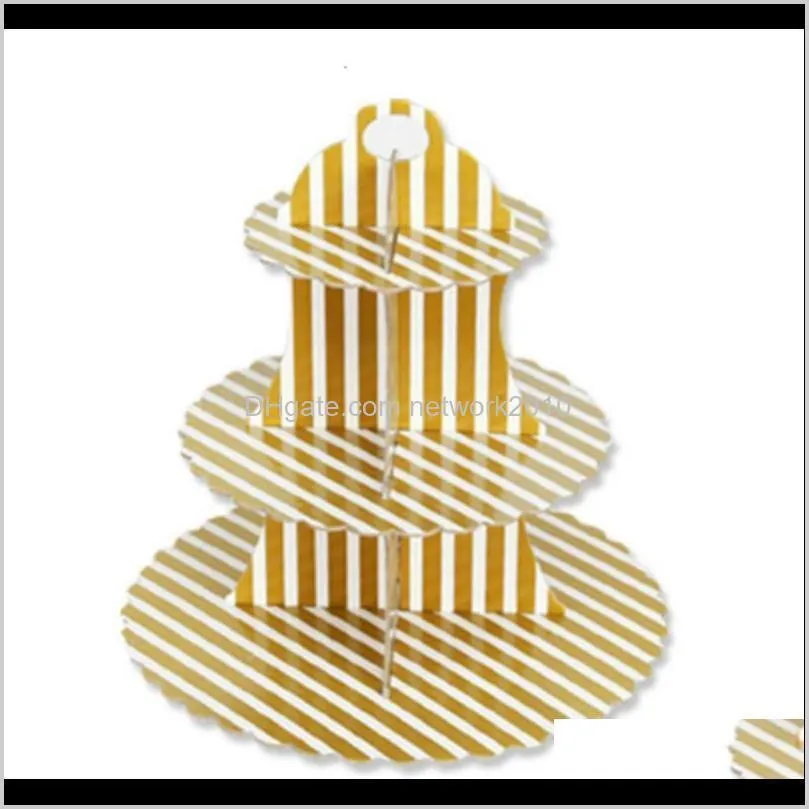 3-Layer Cupcake Stand Round Cardboard Cupcake Holder Foldable Baby Showers Birthday Wedding Party Decor Dessert Table Supplies1