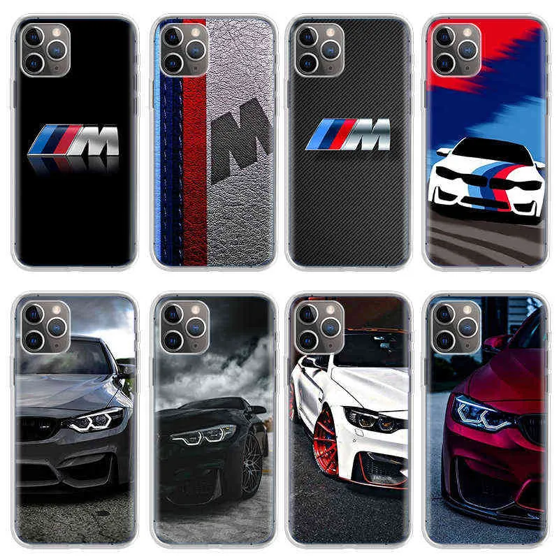 Bleu Rouge Voiture De Sport B-BMW Tendance Cas Pour Iphone 11 13 Pro Max 12 Mini i8 7 Plus i6 i5S Couverture X XR XSMAX Téléphone SE 2020 Coque Souple H1120