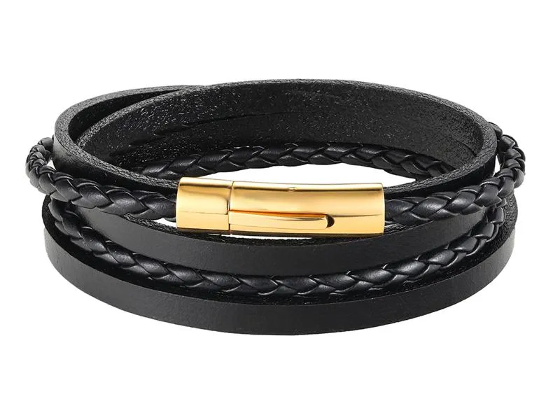 Contas de aço inoxidável ímã de couro bracele bracele charme de charme de charme para homens Bangle