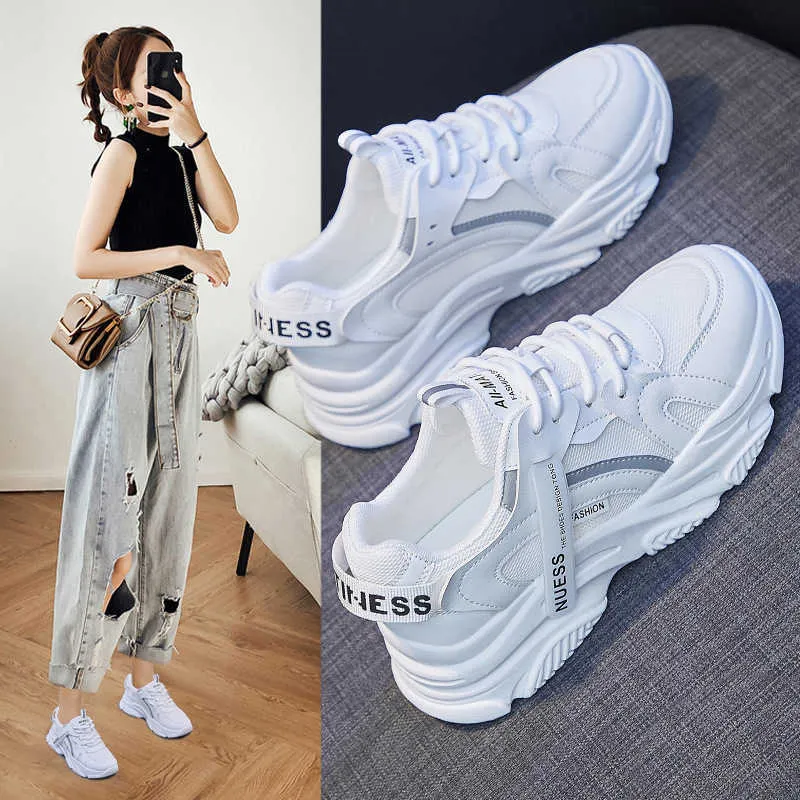 2021 Autumn New Style Korean Student Daddy Women's Shoes Sports Women Running Casual Y0907
