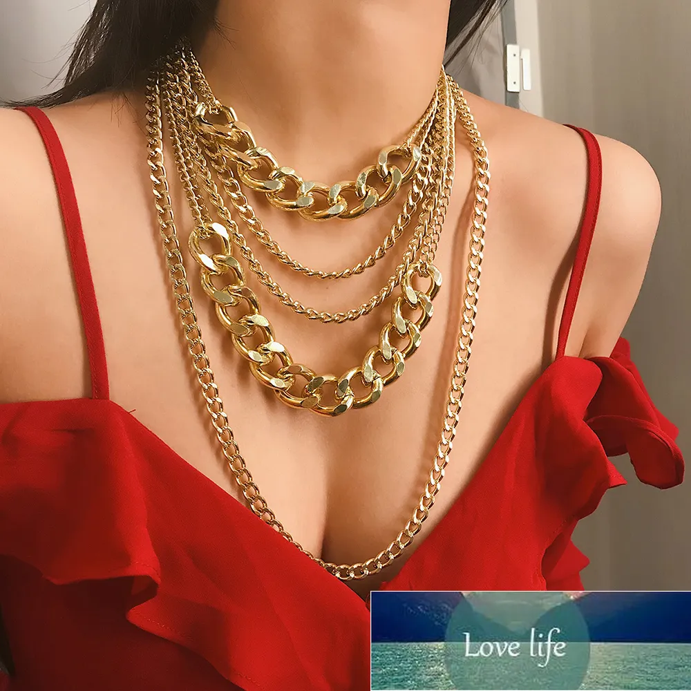 Vintage Fashion Thick Chain Pendant Necklaces For Women Bohemian Gold Metal Multi Layer Necklace Jewelry Wholesale  Factory price expert design Quality Latest