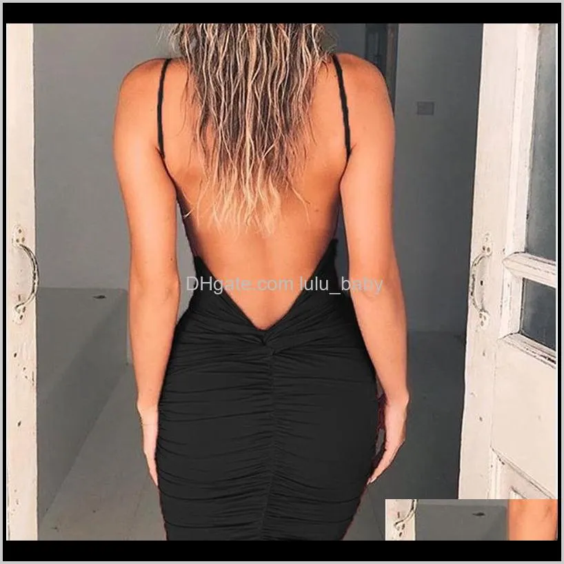 Backless Dress Casuales Clothing Apparel Drop Delivery 2021 Sexy Womens Summer  Backless High Draped Slim Bandage Bodycon Evening Party Short Mini Dres  From Sexyhanz, $12.36