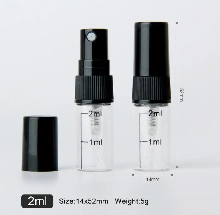 빈 2ml 분무기 스프레이 병 투명 미니 샘플 향수 병 5000pcs / lot SN6197