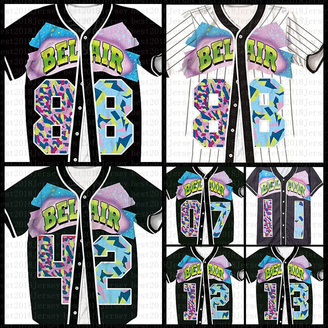 Frauen Baseball Jersey 90er Jahre Hip Hop Bel Air 23 24 00 07 11 12 13 30 42 88 99 Neue Kontrastfarbe