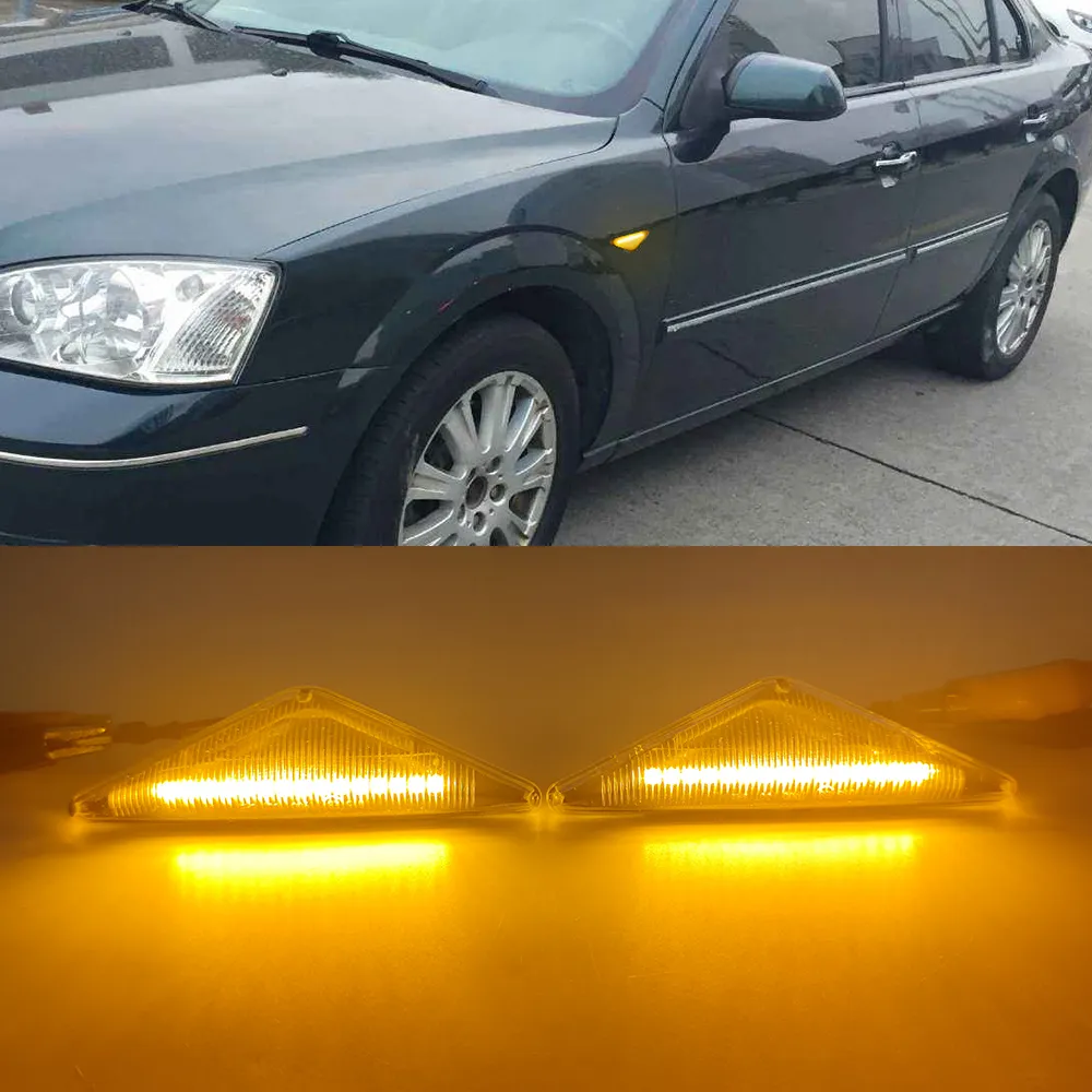 1pair ford mondeo 2000-2006 Mk 3フォーカスMK1 1998-2004 LEDダイナミックサイドマーカーターンシグナルライトシーケンシャルブリンカーライト