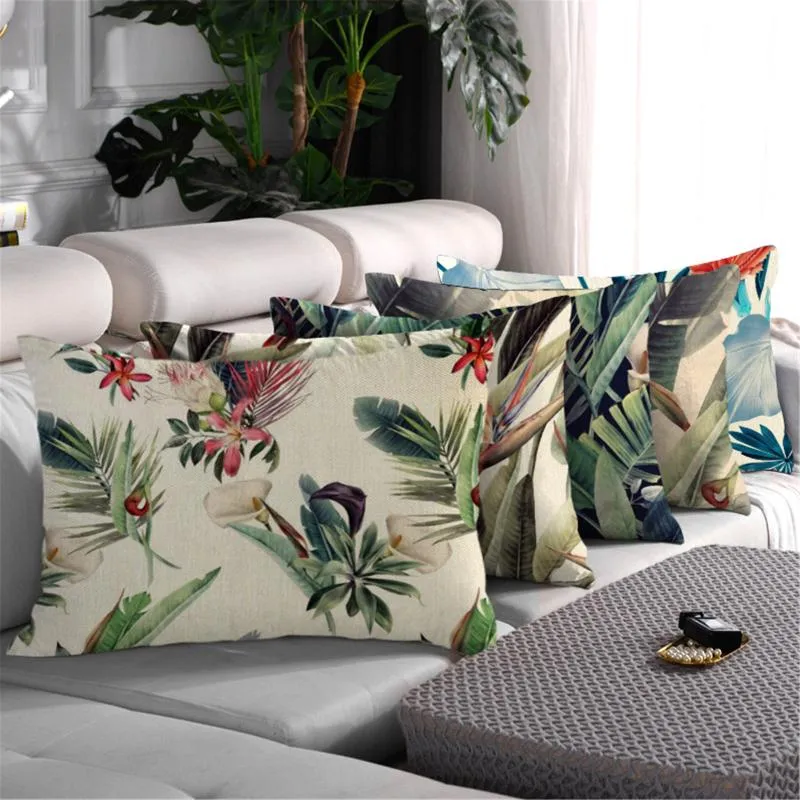Coussin / oreiller décoratif Fuwatacchi 50x70cm Plantes Motif floral Taie d'oreiller simple face Coussins de canapé Couverture pour étui Lit Voiture Décoration de la maison