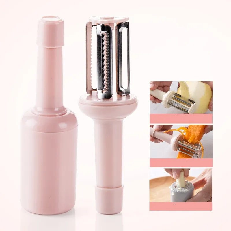Bottle Shape Solid Color Peeler Mult Function Beam Knife Kitchen With Cover Paring Knifes Household 2 7qs L2