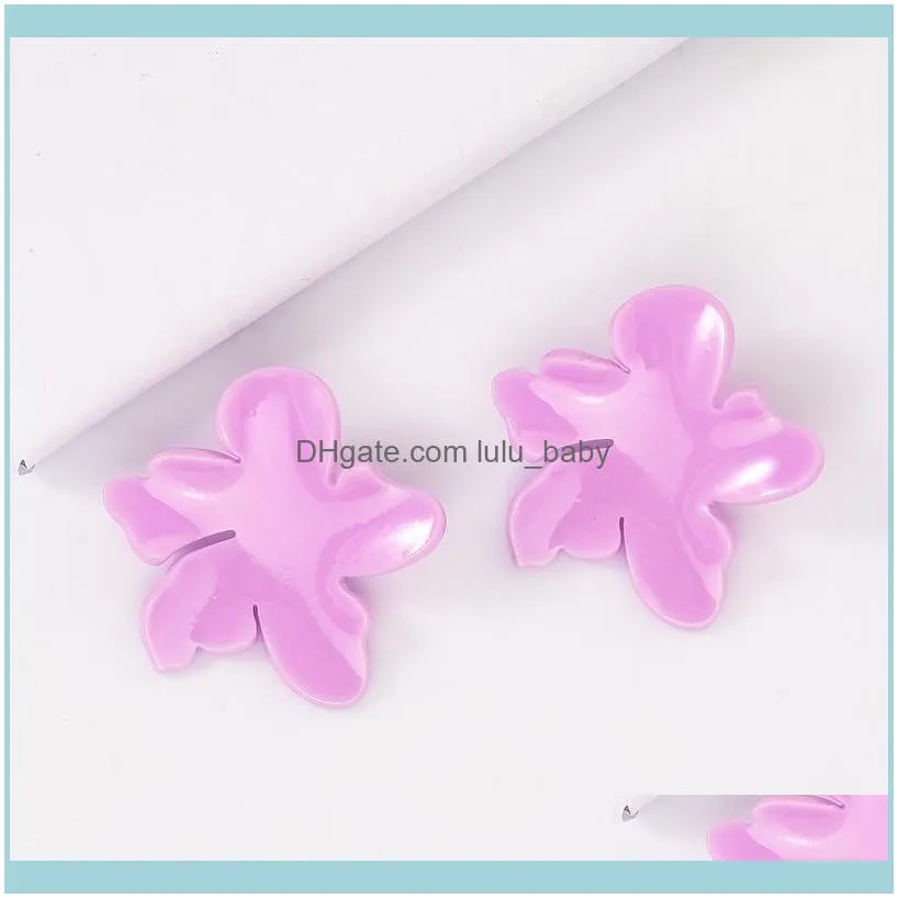 Stud Korean Cute Flower Resin Earrings For Women Candy Acrylic Statement Earring Pure Pink Green Girl Jewelry1