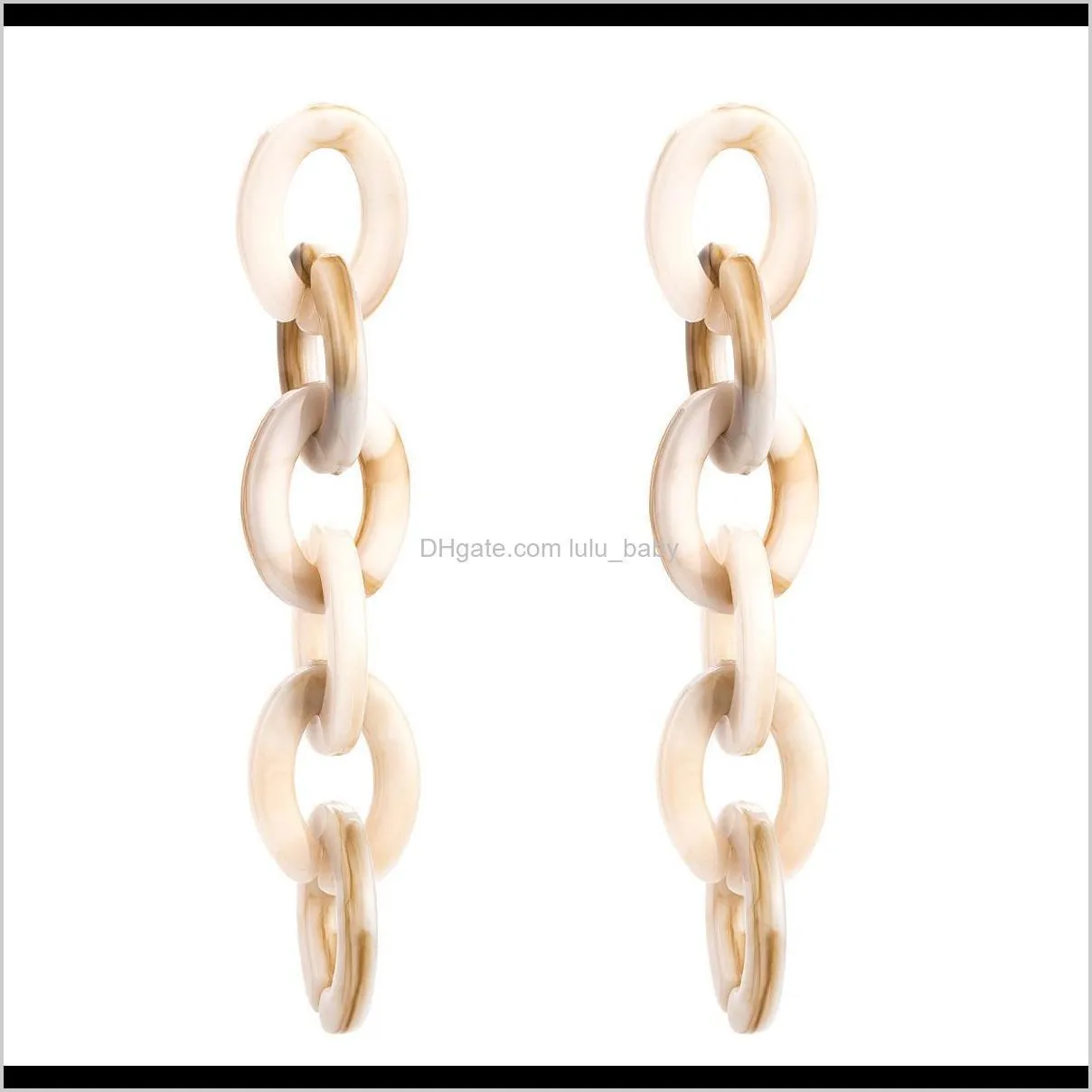exaggerated thin chain multilayer acetate board earrings marble lines bohemian earrings