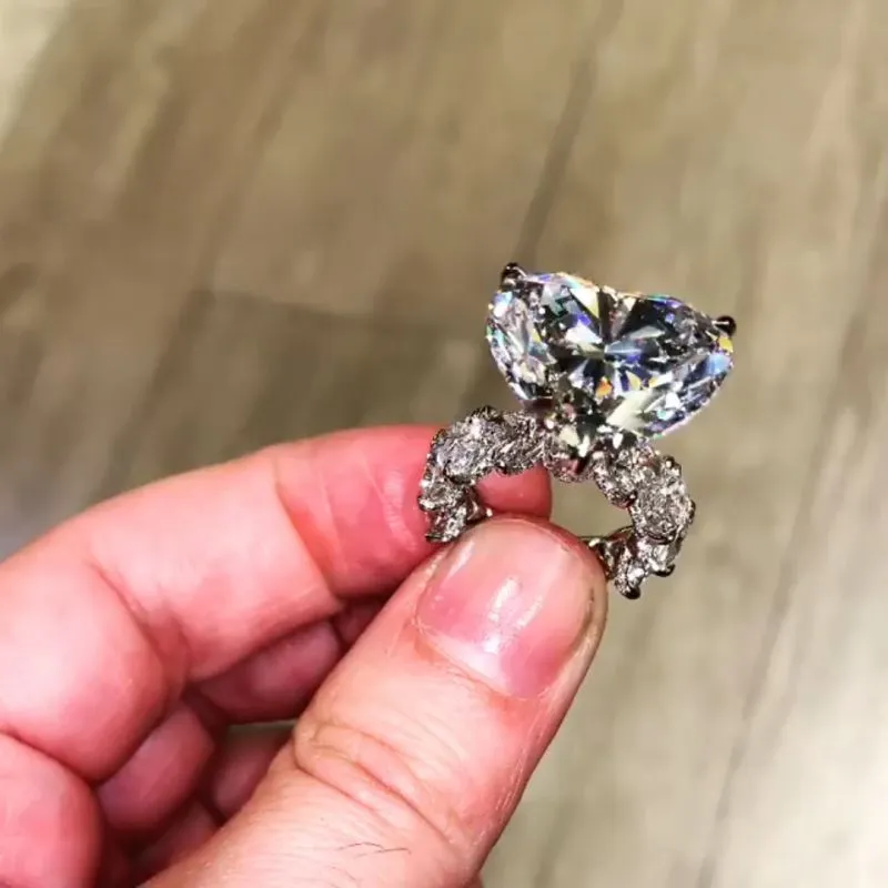 Роскошное кольцо с сердечком 8ct Sona cz из стерлингового серебра 925 пробы обручальное обручальное кольцо для женщин мужчин винтажные украшения для вечеринок