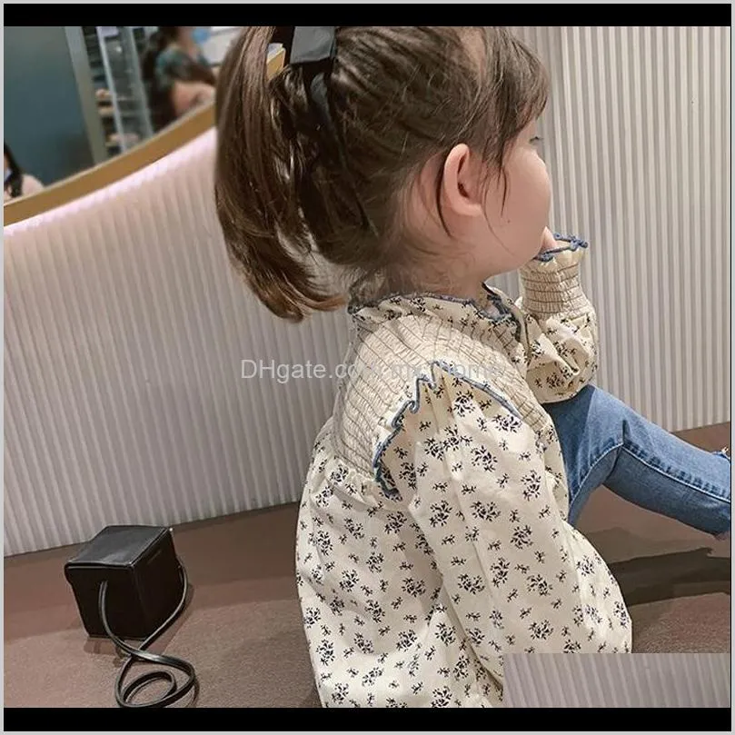 girls` shirts korean female baby floral shirts children`s cotton spring autumn long-sleeved shirt baby clothing 210305