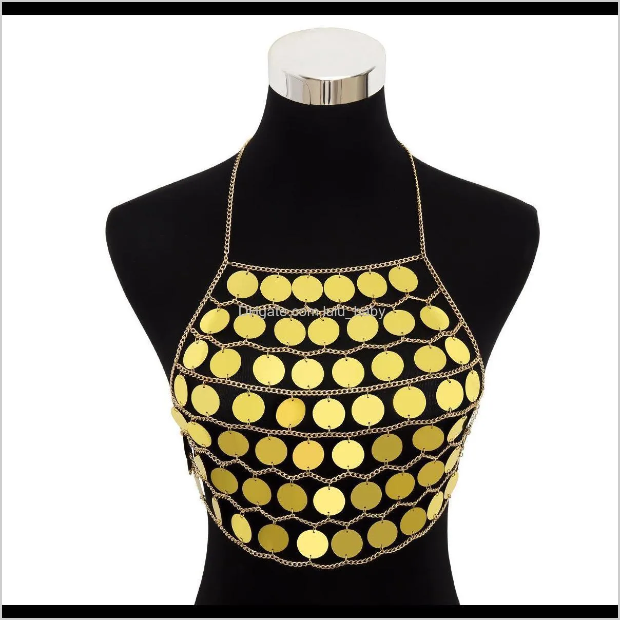 newest sexy sequins body chest chain night club beach bikini bra slave harness chain trendy jewelry