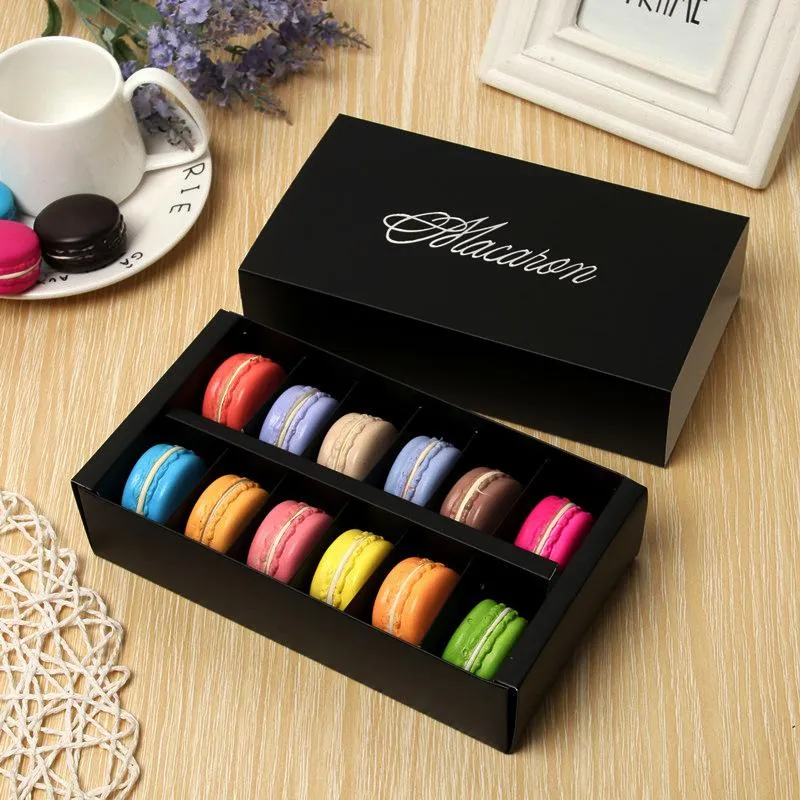 Candy Color Macaron Box 12 Cells Gift Wrap Cake Biscuit Muffin Boxes 20*11*5CM Food Packaging Gifts Paper DH8007
