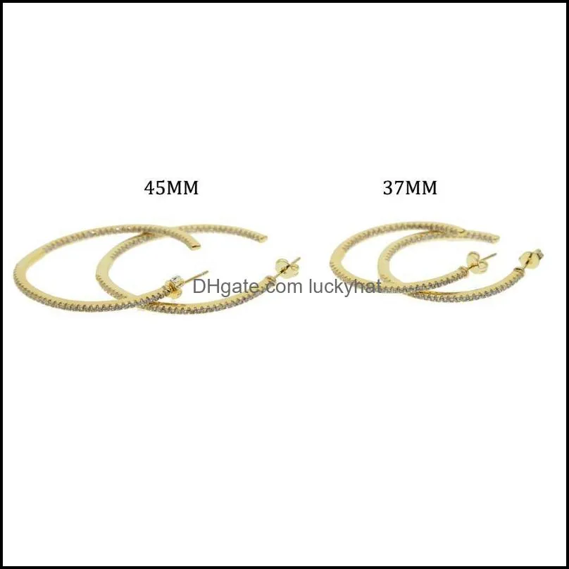 Hot Sale Hoop Earrings Big Smooth Circle Earrings Brincos Celebrity Brand Loop for Women delicate cz elegant Jewelry