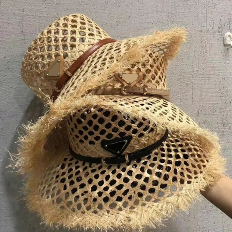 2021ss designers oblíquos invertidos trianglelogos marcas gorro moda ao ar livre férias de férias respirável fivela fivela tecida lisa balde liso chapéus de palha