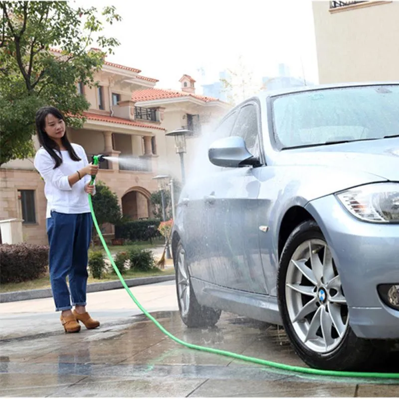 Watering Equipments Retractable Hose Natural Latex Expandable Garden Washing Car Fast Connector With Water Gun