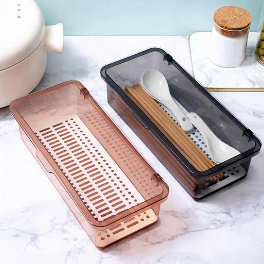 Cutlery Mini Storage Tray Holder Tableware Organizer Spoon Fork Mini Storage  Box Plastic Container Cutlery Rack With Lid And Drainer From Musuo09,  $10.59