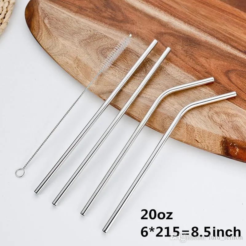 8 9 10 Inch Straight And Bent Stainless Steel Straw Reusable Drinking Straws Eco Friendly Drinking Tool For Bar Party