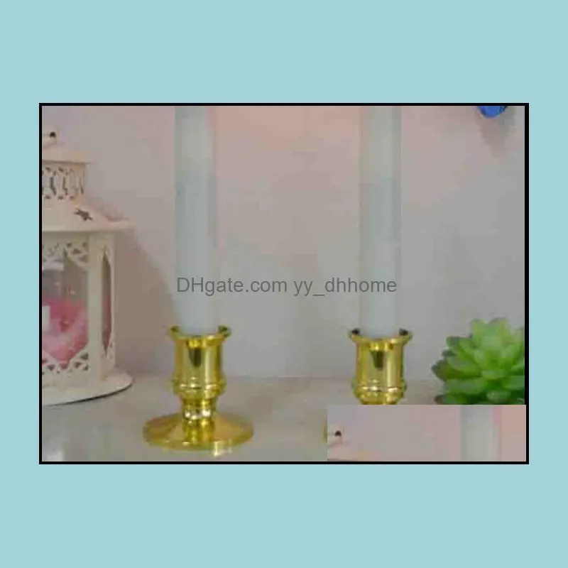 Hot Home Festive Plastic Gold Plated Candle Base Holder Pillar Candlestick Stand For Electronic Candles Tapers Christmas Party Home