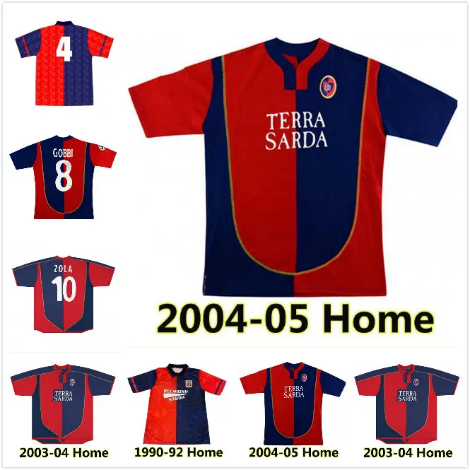 1990 1992 2003 2004 2005 maillots de football Cagliari Calcio 03 04 05 rétro Suazo ZOLA Conti GOBBI GODIN JOAO PEDRO MARIN Simeone SOTTIL PAVOLETTI maillot de football maglie da