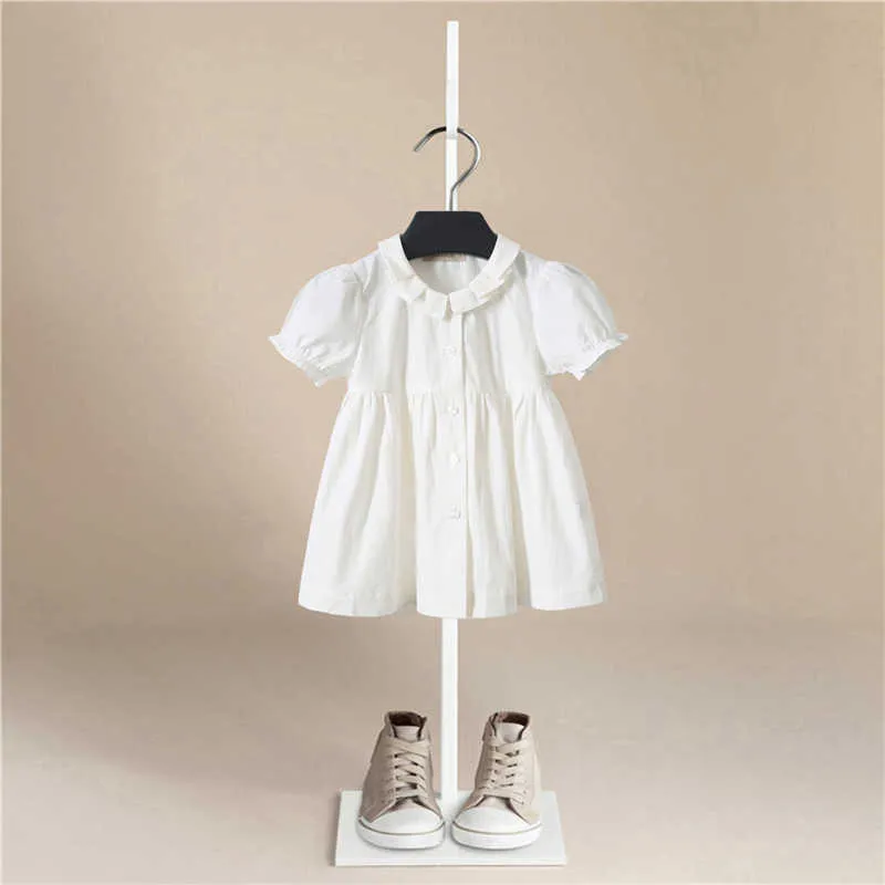 1-5 ans filles robe blanche 2020 été sans manches arc robe de bal vêtements enfants bébé princesse robes enfants vêtements princesse Q0716