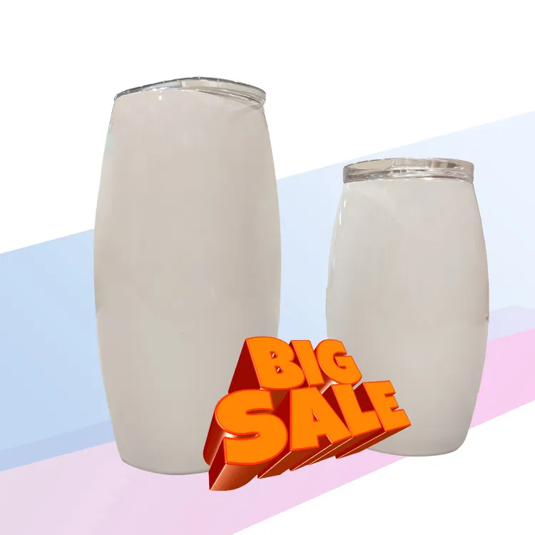 Sublimation wine tumblers stainless steel football cups double wall vacuum insulated 15oz 20oz 25oz blank white oval tumbler poetable beer milk tea water bottle