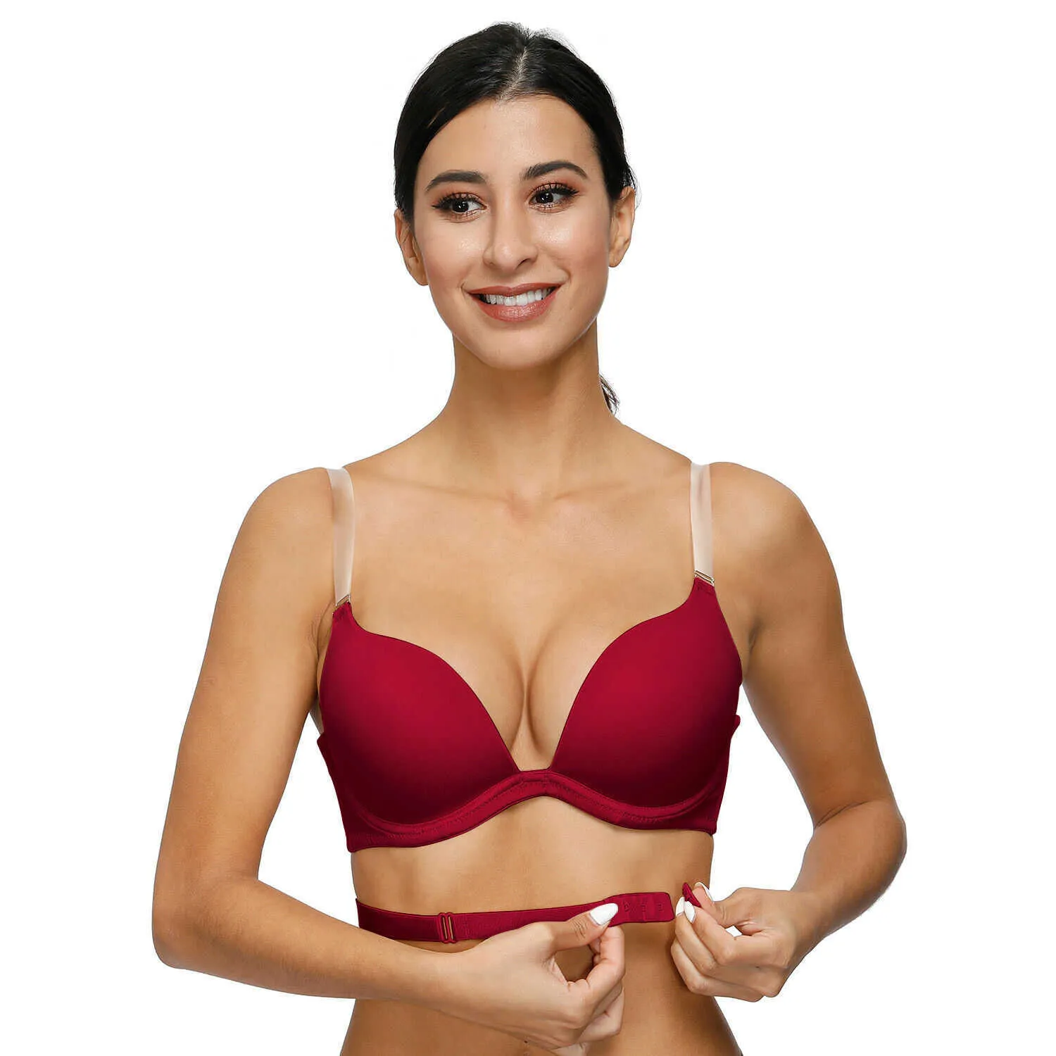 White Push Up Bras Strapless Adjusted Convertible Straps Women