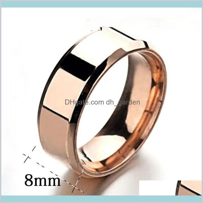 simple design glaze personalized ring 8mm black/ silver/gold/blue/rosegold gloss titanium rings jewelry for men women couple size 6-13
