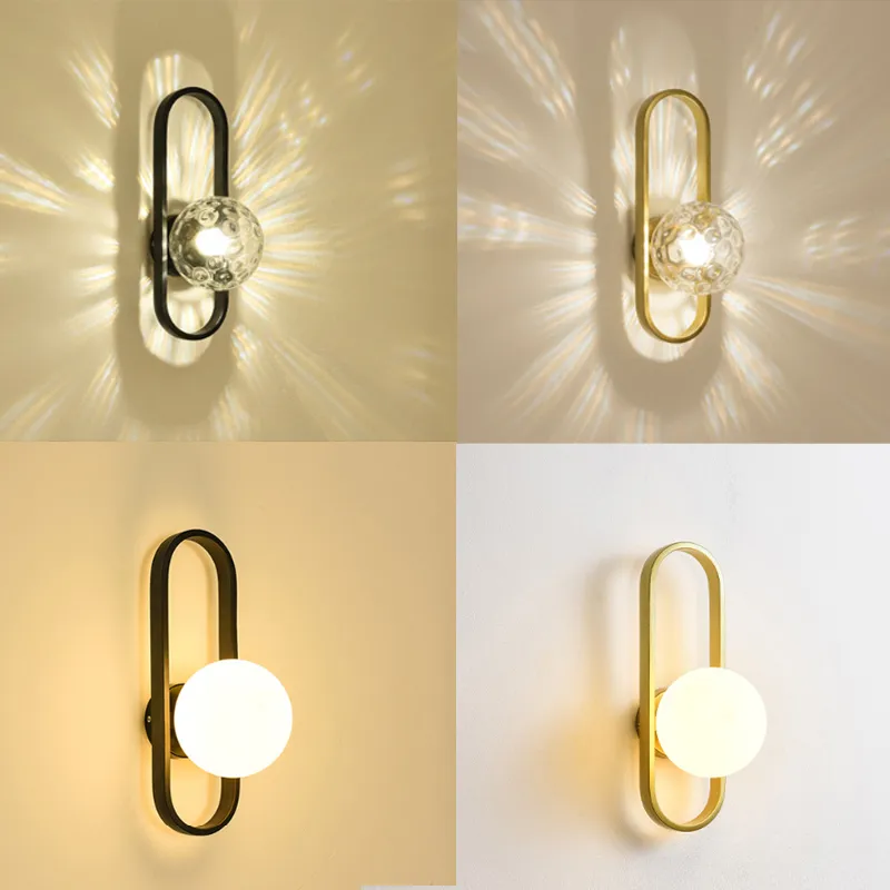 Moderne Lampe im Stil einer goldenen LED-Glaskugel, amerikanischer Gang, Flur, Schlafzimmer, Nachttisch, Badezimmer, Wandleuchten, Studie, kreative Dekoration, Badezimmerspiegel, Scheinwerfer