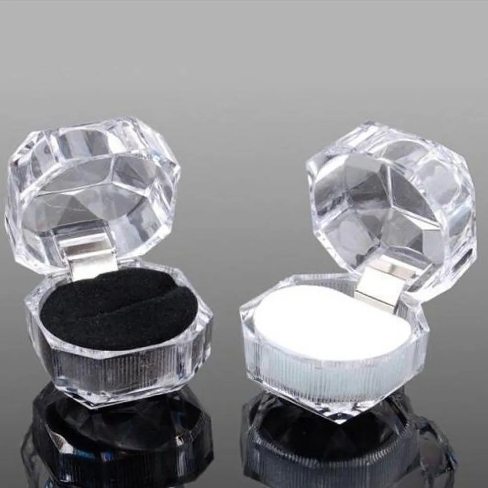 20 pcs/lot bijoux paquet anneau boucle d'oreille boîte acrylique Transparent mariage emballage boîte à bijoux
