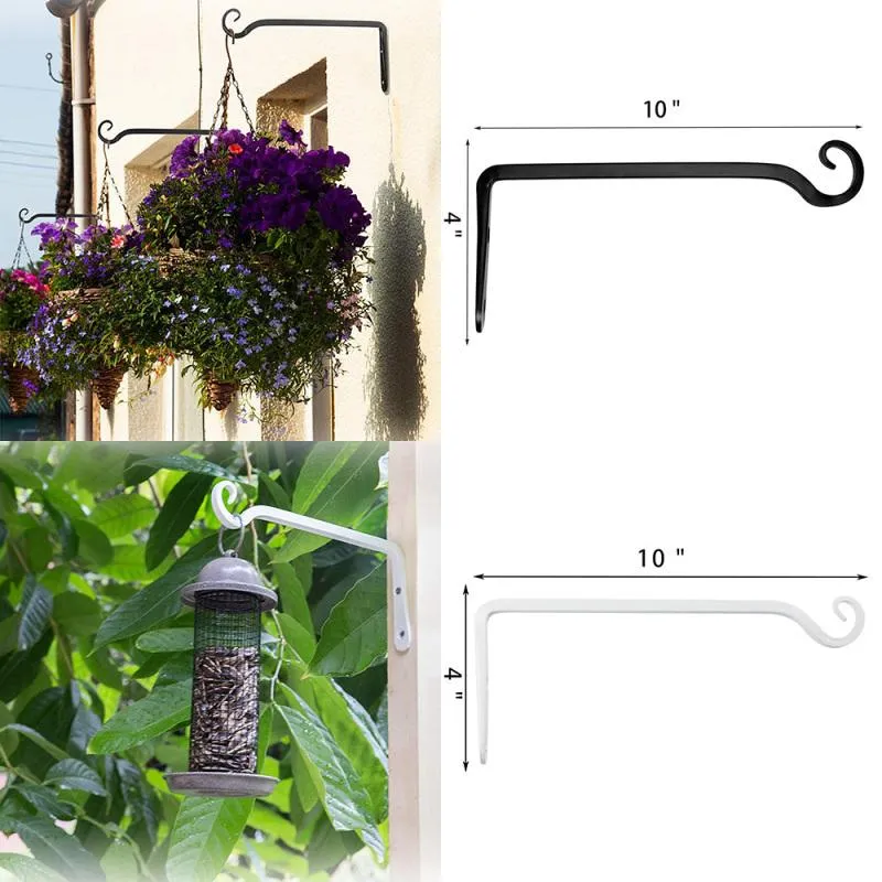 Hooks Rails 2 stks / partij 10 inch Wand-gemonteerde planten opknoping mand metalen diy thuis balkon tuin lantaarn decoratie accessoires